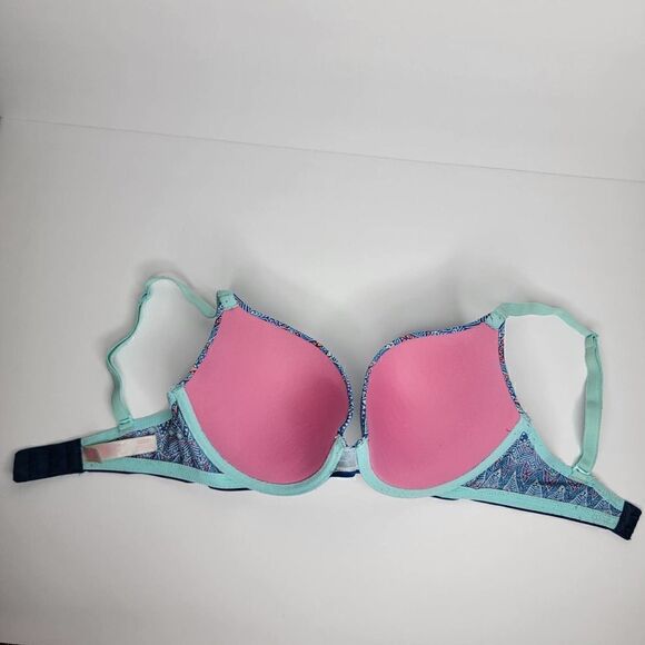 Victoria's Secret Pink Wear Everywhere Push Up Aztec Bra Blue Size 32 DD - Picture 5 of 15